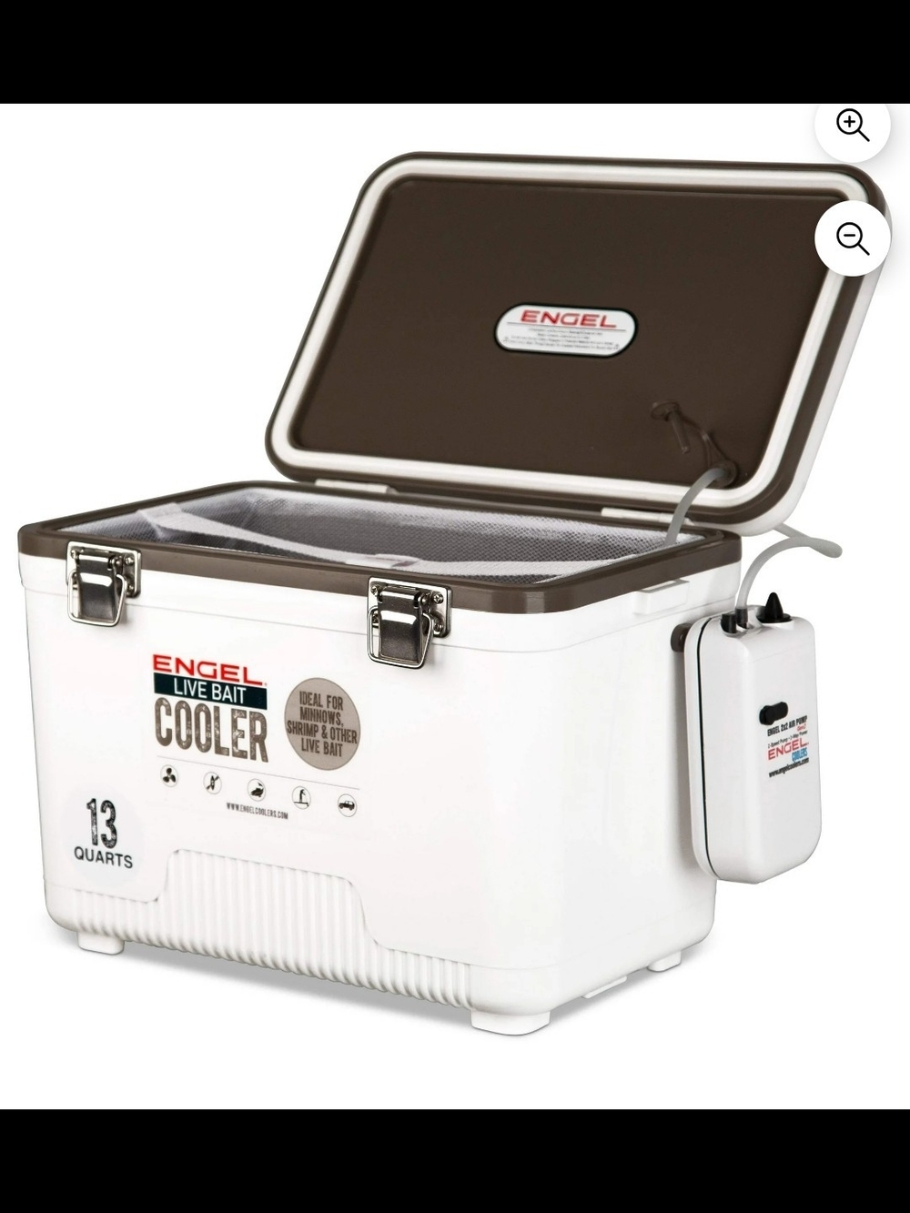 13-Quart Live Bait Cooler - White with Brown Lid